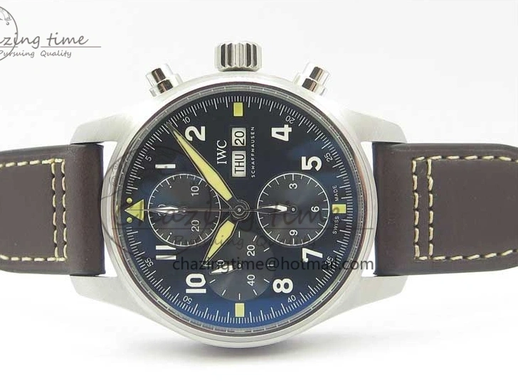 MIROTIME 1221 Pilot Chrono Spitfire IW387903 SS ZF 1:1 Best Edition Black Dial on Brown Leather Strap A OdorResistant 7127